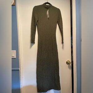 Zara Green Long Fitted Dress Size Medium